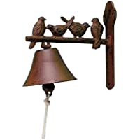Los mejores  - Esschert Design Türglocke Vogelmotive- Türklingel- Wandglocke- mit Klöppel- rötliches Gusseisen- mit Vogelelementen